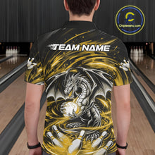 Load image into Gallery viewer, Custom Black And Yellow Fire Flame Dragon Bowling Jerseys Bowling Team Men Polo Shirt IPHW10294