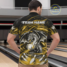 Load image into Gallery viewer, Custom Black And Yellow Fire Flame Dragon Bowling Jerseys Bowling Team Men Quarter-Zip Shirt IPHW10294