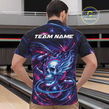 Load image into Gallery viewer, Custom Galaxy Flame Skull Bowling Team Men Quarter-Zip Shirt, Bowling Tournament Outfit IPHW10296