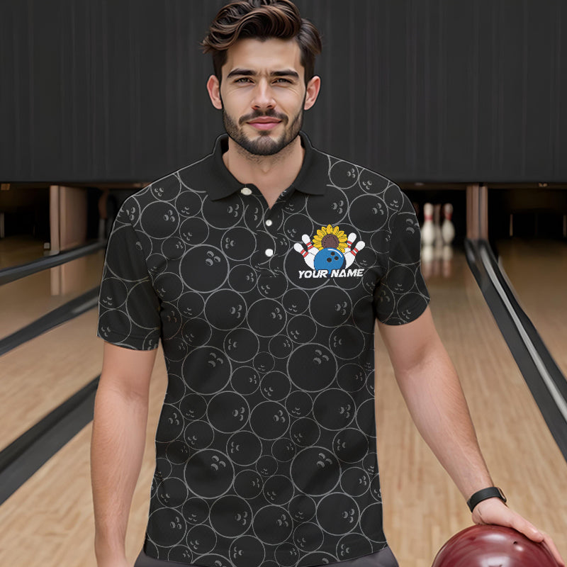 Custom Sunflower Bowling Polo Shirts For Men, Sunflower Bowling Team Jerseys IPHW8436
