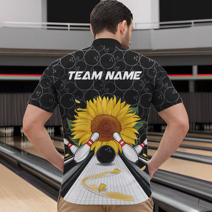 Custom Sunflower Bowling Quarter-Zip Shirts For Men, Sunflower Bowling Team Jerseys IPHW8436