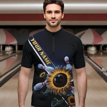 Load image into Gallery viewer, Custom Sunflower Bowling Quarter-Zip Shirts For Men, Sunflower Bowling Team Shirt With Name IPHW8438