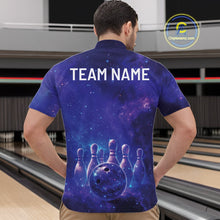 Load image into Gallery viewer, Custom Purple And Blue Galaxy Bowling Team Shirts For Men, Sparkling Sky Bowling Jerseys IPHW10530
