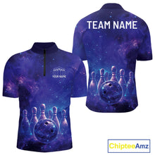 Load image into Gallery viewer, Custom Purple And Blue Galaxy Bowling Team Shirts For Men, Sparkling Sky Bowling Jerseys IPHW10530