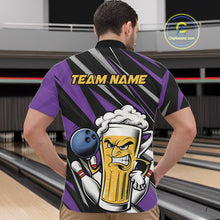 Load image into Gallery viewer, Custom Funny Purple Bowling Jerseys Bowling And Beer Men Quarter-Zip Shirts, Bowling Jerseys IPHW10535