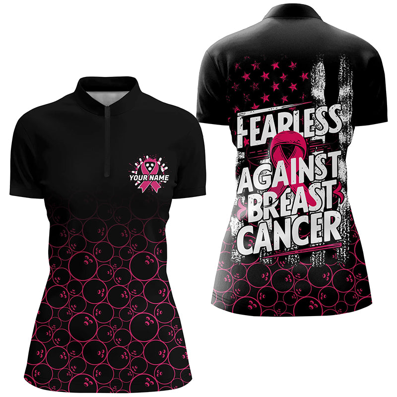 Fearless Against Breast Cancer Custom Bowling Shirts, Breast Cancer Awareness Team Jersey IPHW7010