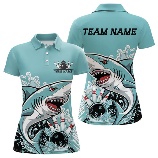 Shark Custom Bowling Jerseys, Shark Bowling Tournament Polo Shirts For Women IPHW8008