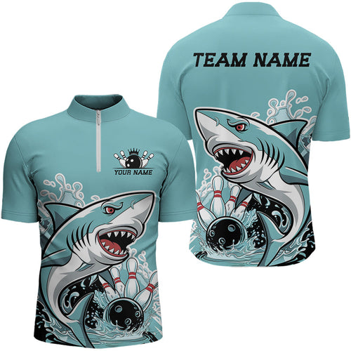Shark Custom Bowling Jerseys, Shark Bowling Tournament Quarter-Zip Shirts For Men IPHW8008