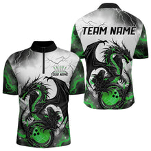 Load image into Gallery viewer, Black And Green Thunder Lightning Custom Dragon Bowling Men Quarter-Zip Shirts, Bowling Uniform IPHW8696