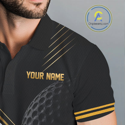Custom Black And Gold Golf And Beer Golf Team Men Polo Shirt, Golf Apparel IPHW11671