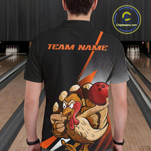 Load image into Gallery viewer, Custom Funny Orange Turkey Bowling Team Men Polo Shirts, Thanksgiving Bowling Shirt IPHW9783