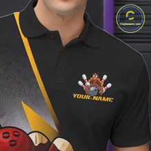 Load image into Gallery viewer, Custom Funny Yellow Turkey Bowling Team Men Polo Shirts, Thanksgiving Bowling Shirt IPHW9784