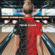 Load image into Gallery viewer, Custom Black And Red Splatter Bowling Ball Pattern Bowling Team Women Quarter-Zip Shirts IPHW9790
