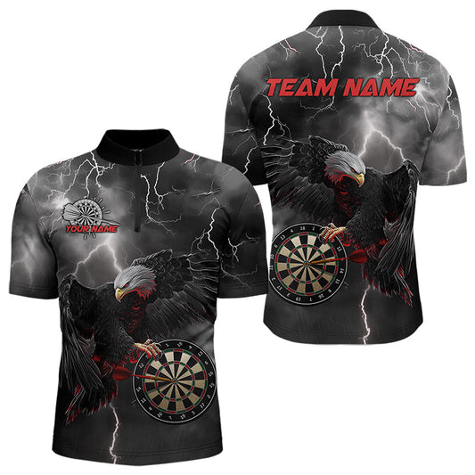 Custom Thunder Lightning Red Eagle Dart Quarter-Zip Shirts For Men, Dart Team Jerseys With Name IPHW8483