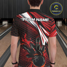 Load image into Gallery viewer, Custom Red Flame Bowling Jerseys For Men, Hexagon Bowling Team Tournament Shirt IPHW10556