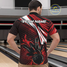 Load image into Gallery viewer, Custom Red Flame Bowling Jerseys For Men, Hexagon Bowling Team Tournament Shirt IPHW10556