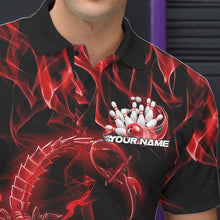 Load image into Gallery viewer, Custom Black And Red Flame Scorpio Zodiac Bowling Men Polo Shirts, Scorpion Bowler Outfit IPHW8973