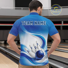 Load image into Gallery viewer, Custom Bowling Tournament Quarter-Zip Shirts For Men, Bowling League Team Shirt | Blue IPHW11371