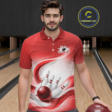Load image into Gallery viewer, Custom Bowling Tournament Polo Shirts For Men, Bowling League Team Shirt | Red IPHW11372