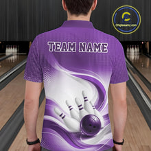 Load image into Gallery viewer, Custom Bowling Tournament Polo Shirts For Men, Bowling League Team Shirt | Purple IPHW11373