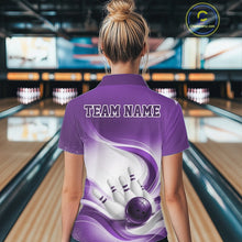 Load image into Gallery viewer, Custom Bowling Tournament Quarter-Zip Shirts For Women, Bowling League Shirt | Purple IPHW11373