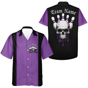 Custom Skull Retro Bowling Shirts For Men And Women, Bowling Team Uniform Halloween Outfits IPHW7258