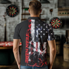 Load image into Gallery viewer, Custom Ameircan Flag Flame US Dart Polo Shirts For Men, Patriotic Dart Team Shirt IPHW8510