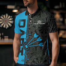 Load image into Gallery viewer, Custom Black And Blue Dart Jerseys, Dartboad Pattern Grunge Dart Team Polo Shirts For Men IPHW8512