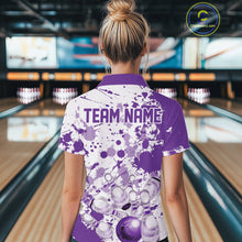 Load image into Gallery viewer, Custom Purple Splatter Bowling Team League Shirts For Women, Bowling Jerseys Bowler Outfit IPHW10595