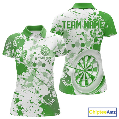 Custom Green Splatter Dartboard Darts Team Shirt For Women, Dart League Jerseys For Players IPHW10598