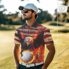 Load image into Gallery viewer, Custom Patriotic Eagle We The People Flame Golf Shirt For Men, Vintage US Flag Golf Shirt IPHW10599