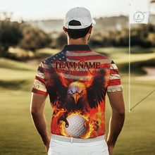 Load image into Gallery viewer, Custom Patriotic Eagle We The People Flame Golf Shirt For Men, Vintage US Flag Golf Shirt IPHW10599