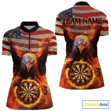 Load image into Gallery viewer, Custom Patriotic Eagle We The People Flame Darts Shirt For Women, US Flag Dart Shirt IPHW10600