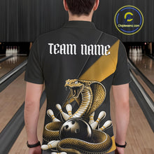 Load image into Gallery viewer, Custom Black And Yellow Cobra Snake Bowling Team Jerseys, Men Bowling Polo Shirts IPHW11090