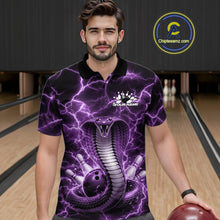 Load image into Gallery viewer, Custom Purple Thunder Lightning Cobra Snake Bowling Team Men Polo Shirt, Bowling Jersey IPHW11093