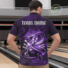 Load image into Gallery viewer, Custom Purple Snake Bowling Men Quarter-Zip Shirt, Bowling Team Tournament Jerseys IPHW11096