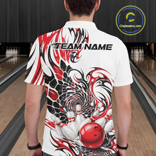 Load image into Gallery viewer, Custom Red Tribal Flame Bowling Men Polo Shirt, Polygonal Bowling Jerseys IPHW11378