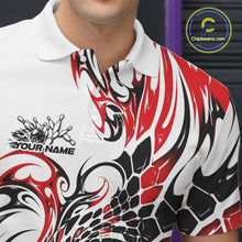 Load image into Gallery viewer, Custom Red Tribal Flame Bowling Men Polo Shirt, Polygonal Bowling Jerseys IPHW11378