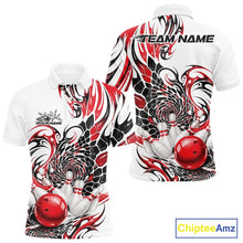 Load image into Gallery viewer, Custom Red Tribal Flame Bowling Men Polo Shirt, Polygonal Bowling Jerseys IPHW11378