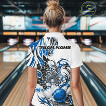 Load image into Gallery viewer, Custom Blue Tribal Flame Bowling Women Quarter-Zip Shirt, Polygonal Bowling Jerseys IPHW11379