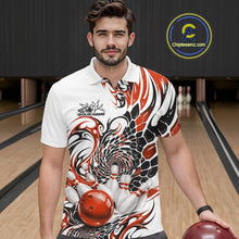 Load image into Gallery viewer, Custom Orange Tribal Flame Bowling Men Polo Shirt, Polygonal Bowling Jerseys IPHW11380