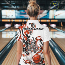 Load image into Gallery viewer, Custom Orange Tribal Flame Bowling Women Polo Shirt, Polygonal Bowling Jerseys IPHW11380