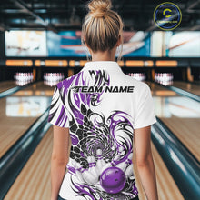 Load image into Gallery viewer, Custom Purple Tribal Flame Bowling Women Quarter-Zip Shirt, Polygonal Bowling Jerseys IPHW11381