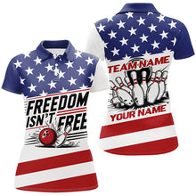 Load image into Gallery viewer, "Freedom Isn'T Free" Bowling Shirts For Women, Personalized Patriotic Bowling Team Jerseys IPHW6702