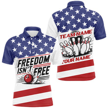 Load image into Gallery viewer, "Freedom Isn'T Free" Bowling Shirts For Men And Women, Personalized Patriotic Bowling Team Jerseys IPHW6702