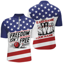 Load image into Gallery viewer, "Freedom Isn'T Free" Bowling Shirts For Men And Women, Personalized Patriotic Bowling Team Jerseys IPHW6702
