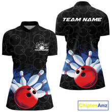 Load image into Gallery viewer, Custom Bowling Pattern Bowling Quarter-Zip Team Shirts For Women, Bowling League Shirt IPHW9545