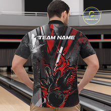 Load image into Gallery viewer, Custom Grunge Black And Red Fire Flame Bowling Quarter-Zip Shirts For Men, Bowling Team Uniform IPHW9555