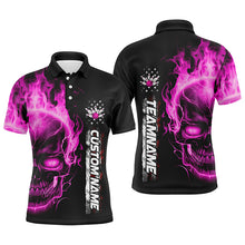 Load image into Gallery viewer, Flame Skull American Flag Custom Team Bowling Shirts For Men, Patriotic Bowling Shirt IPHW5156