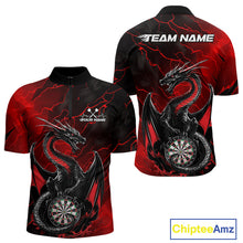 Load image into Gallery viewer, Custom Red Thunder Lightning Dragon Dart Quarter-Zip Shirts For Men, Dragon Dart Team Jerseys IPHW9939